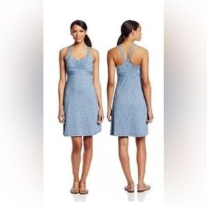 prAna Amaya Blue Space Dye Sleeveless Stretch Athleisure Casual Dress Size M